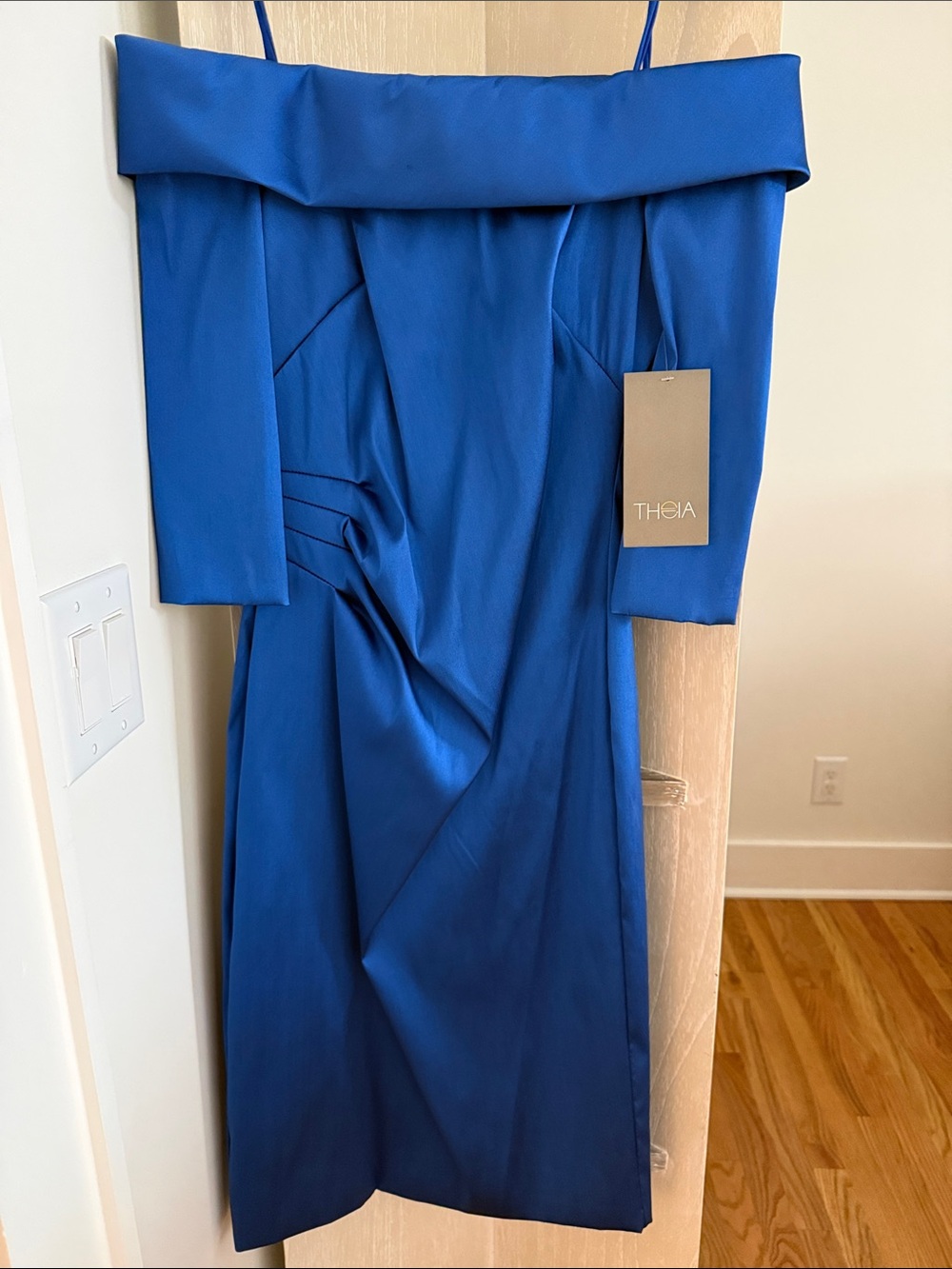 Theia Cobalt One-Shoulder Cocktail Dress